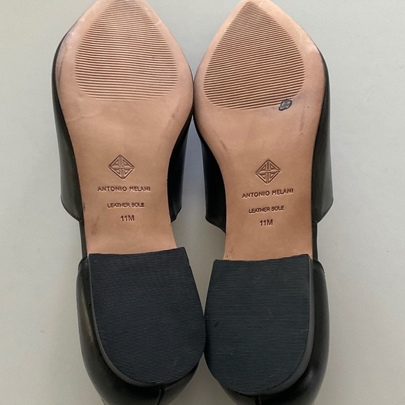 ANTONIO MELANI Noora Black Sleek Pointed Toe Leather Flats Size 11 - Picture 4 of 7